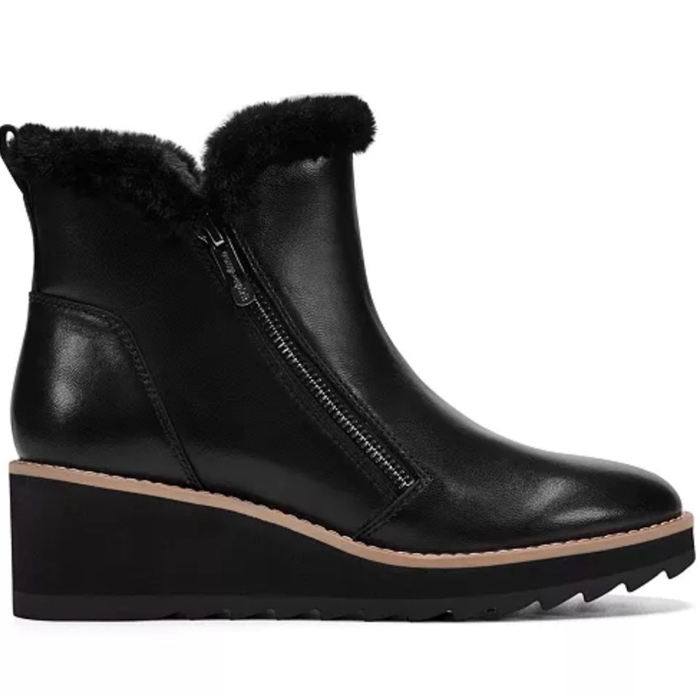 New Easy Spirit Jane Cozy Side Zip Wedge Bootie Sz 9 M